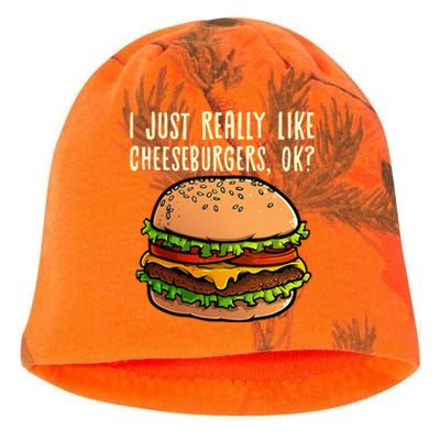 Funny Cheeseburger Hamburger Design Burger Lover Kati - Camo Knit Beanie