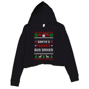 Funny Christmas Holiday Festive SantaS Favorite Bus Driver Gift Crop Fleece Hoodie