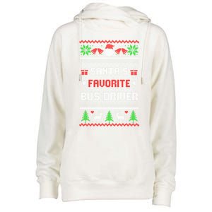 Funny Christmas Holiday Festive SantaS Favorite Bus Driver Gift Womens Funnel Neck Pullover Hood