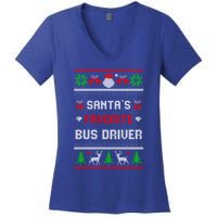 Funny Christmas Holiday Festive SantaS Favorite Bus Driver Gift Women's V-Neck T-Shirt