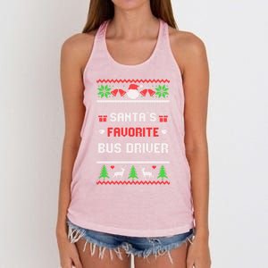 Funny Christmas Holiday Festive SantaS Favorite Bus Driver Gift Women's Knotted Racerback Tank