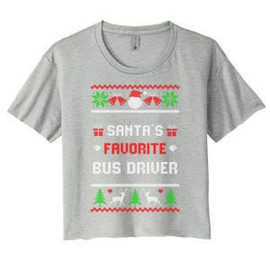 Funny Christmas Holiday Festive SantaS Favorite Bus Driver Gift Women's Crop Top Tee