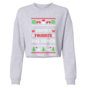 Funny Christmas Holiday Festive SantaS Favorite Bus Driver Gift Cropped Pullover Crew