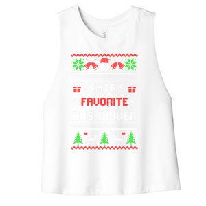 Funny Christmas Holiday Festive SantaS Favorite Bus Driver Gift Women's Racerback Cropped Tank