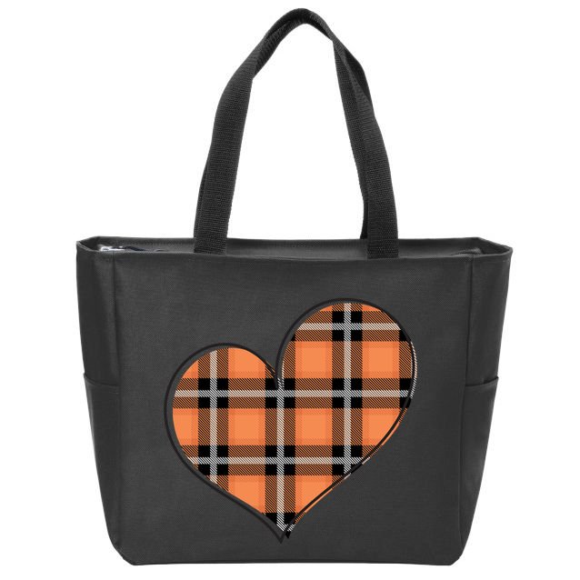 Fall Cute Heart Zip Tote Bag
