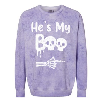 Funny Couples Halloween Matching Costumes HeS My Boo Colorblast Crewneck Sweatshirt