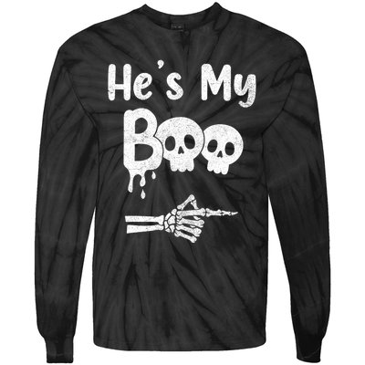 Funny Couples Halloween Matching Costumes HeS My Boo Tie-Dye Long Sleeve Shirt