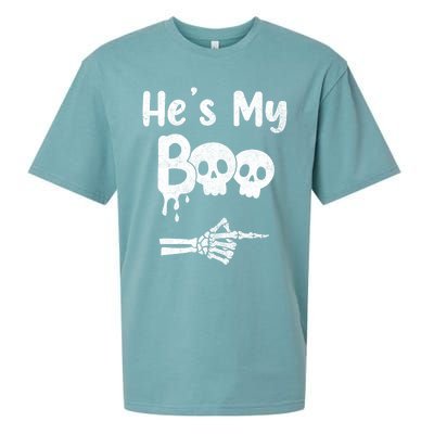 Funny Couples Halloween Matching Costumes HeS My Boo Sueded Cloud Jersey T-Shirt