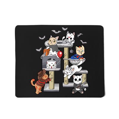 Funny Cat Horror Movies Cute Halloween Cat Lovers Matching Mousepad