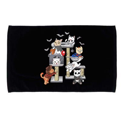 Funny Cat Horror Movies Cute Halloween Cat Lovers Matching Microfiber Hand Towel