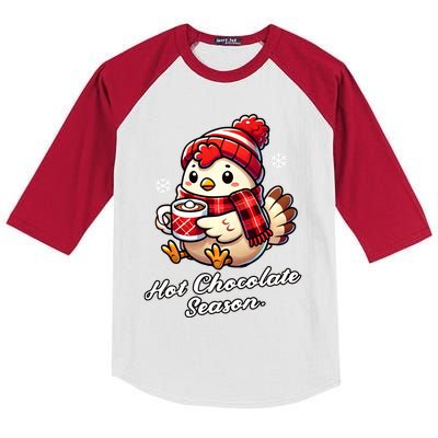 Funny Chicken Hot Choco Scarf Merry Christmas Mom Dad Kids Colorblock Raglan Jersey