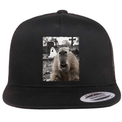 Funny Capybara Halloween Flat Bill Trucker Hat