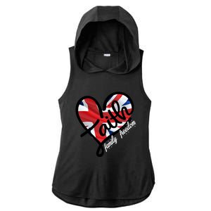 Faith Christian Heart British Flag Family Freedom Gift Ladies PosiCharge Tri-Blend Wicking Draft Hoodie Tank