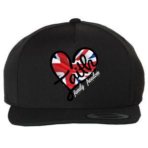 Faith Christian Heart British Flag Family Freedom Gift Wool Snapback Cap