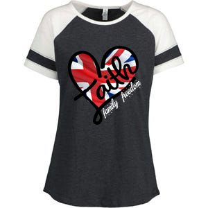 Faith Christian Heart British Flag Family Freedom Gift Enza Ladies Jersey Colorblock Tee