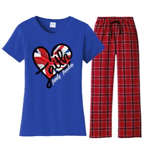 Faith Christian Heart British Flag Family Freedom Gift Women's Flannel Pajama Set