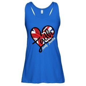 Faith Christian Heart British Flag Family Freedom Gift Ladies Essential Flowy Tank