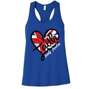 Faith Christian Heart British Flag Family Freedom Gift Women's Racerback Tank