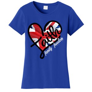 Faith Christian Heart British Flag Family Freedom Gift Women's T-Shirt