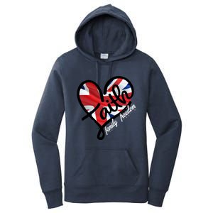 Faith Christian Heart British Flag Family Freedom Gift Women's Pullover Hoodie