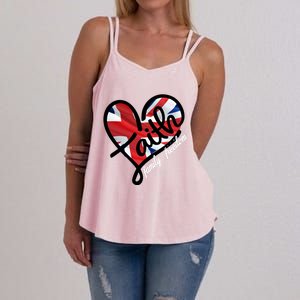 Faith Christian Heart British Flag Family Freedom Gift Women's Strappy Tank