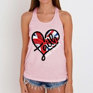 Faith Christian Heart British Flag Family Freedom Gift Women's Knotted Racerback Tank