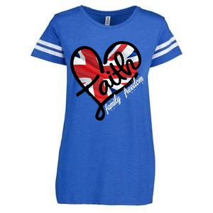 Faith Christian Heart British Flag Family Freedom Gift Enza Ladies Jersey Football T-Shirt