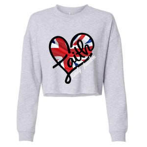 Faith Christian Heart British Flag Family Freedom Gift Cropped Pullover Crew