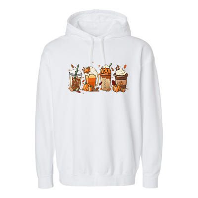 Fall Coffee Halloween Pumpkin Latte Drink Cup Spice Garment-Dyed Fleece Hoodie