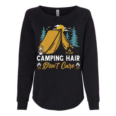 Funny Camp Hair Dont Care Gift Camping Outdoor Gift Womens California Wash Sweatshirt