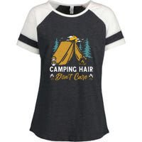 Funny Camp Hair Dont Care Gift Camping Outdoor Gift Enza Ladies Jersey Colorblock Tee