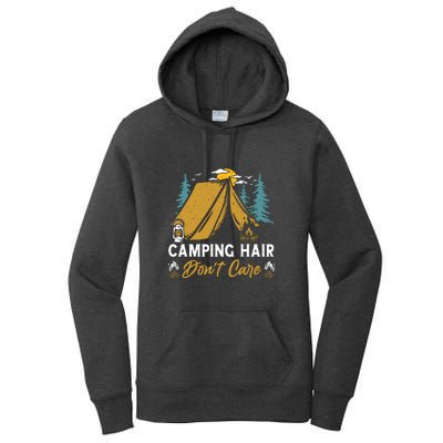 Funny Camp Hair Dont Care Gift Camping Outdoor Gift Women's Pullover Hoodie