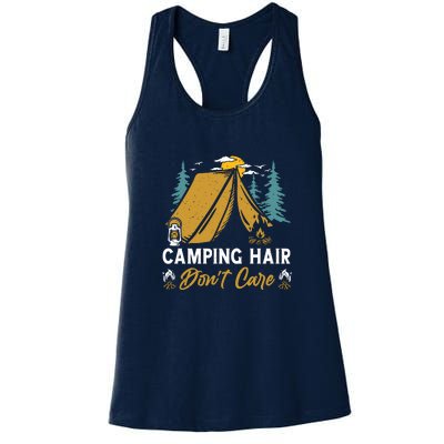 Funny Camp Hair Dont Care Gift Camping Outdoor Gift Women's Racerback Tank