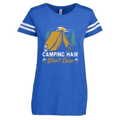 Funny Camp Hair Dont Care Gift Camping Outdoor Gift Enza Ladies Jersey Football T-Shirt