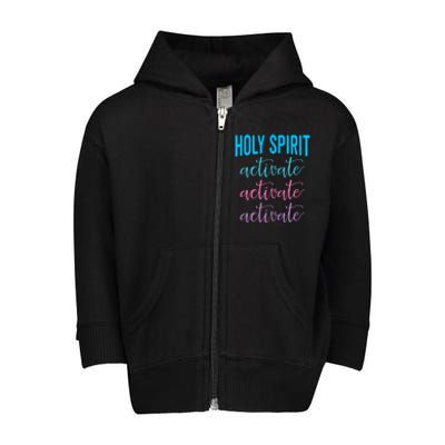 Funny Christian Holy Spirit Activate Religious Toddler Zip Fleece Hoodie