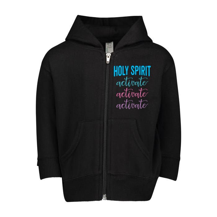 Funny Christian Holy Spirit Activate Religious Toddler Zip Fleece Hoodie