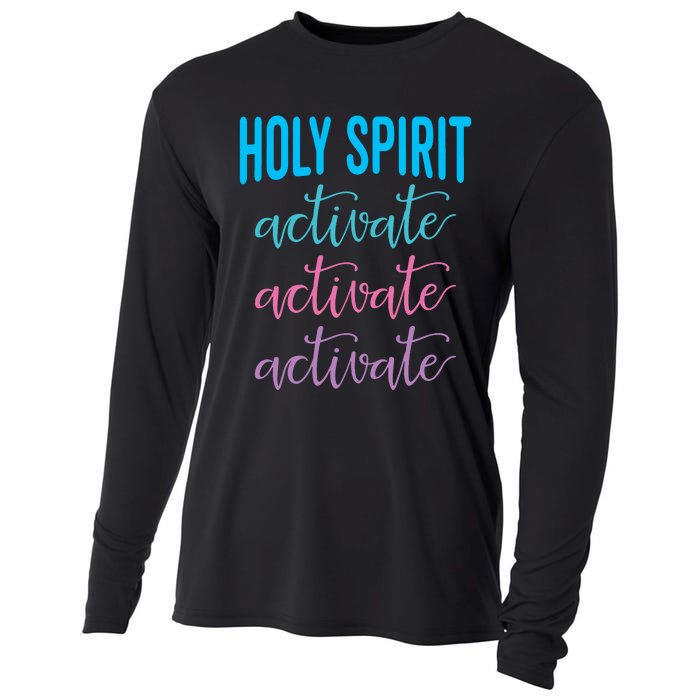 Funny Christian Holy Spirit Activate Religious Cooling Performance Long Sleeve Crew