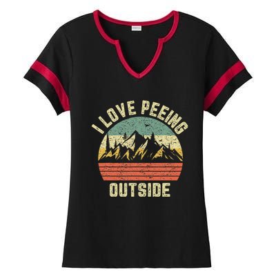 Funny Camping Hiking Outdoors I Love Peeing Outside Ladies Halftime Notch Neck Tee