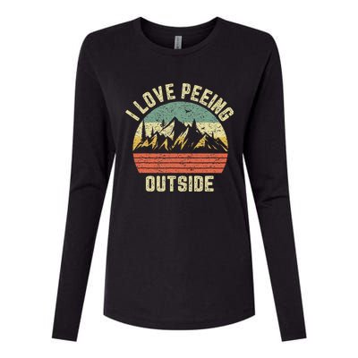 Funny Camping Hiking Outdoors I Love Peeing Outside Womens Cotton Relaxed Long Sleeve T-Shirt