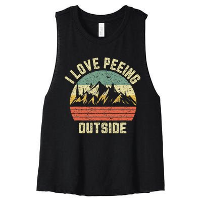 Funny Camping Hiking Outdoors I Love Peeing Outside Women's Racerback Cropped Tank