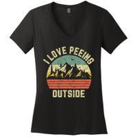 Funny Camping Hiking Outdoors I Love Peeing Outside Women's V-Neck T-Shirt