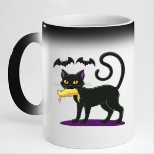 Funny Cat Halloween Voting Election 2024 Usa 11oz Black Color Changing Mug