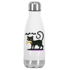 Funny Cat Halloween Voting Election 2024 Usa Stainless Steel Insulated Water Bottle