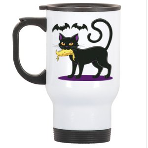 Funny Cat Halloween Voting Election 2024 Usa Stainless Steel Travel Mug