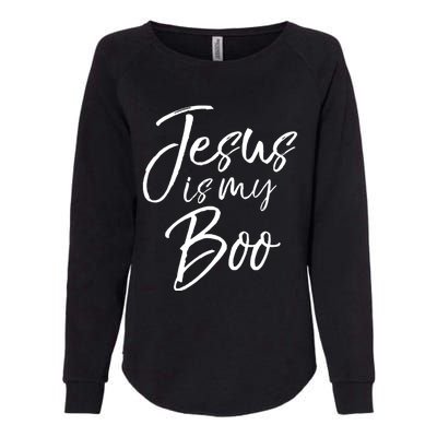 Funny Christian Halloween Ghost Pun Joke Jesus Is My Boo Gift Womens California Wash Sweatshirt