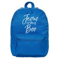 Funny Christian Halloween Ghost Pun Joke Jesus Is My Boo Gift 16 in Basic Backpack