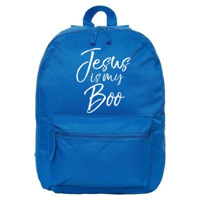 Funny Christian Halloween Ghost Pun Joke Jesus Is My Boo Gift 16 in Basic Backpack