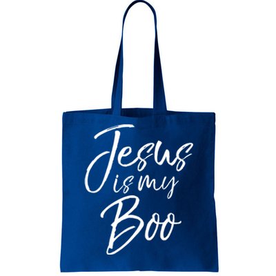 Funny Christian Halloween Ghost Pun Joke Jesus Is My Boo Gift Tote Bag