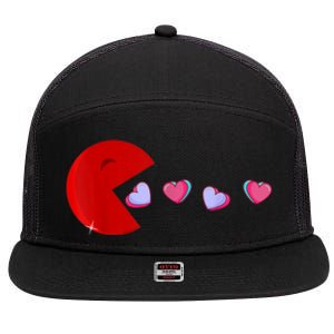 Funny Cute Hearts Valentines Day 7 Panel Mesh Trucker Snapback Hat