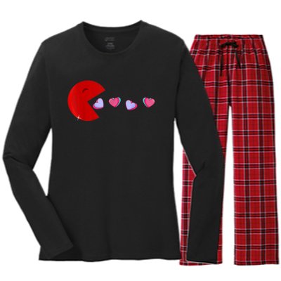 Funny Cute Hearts Valentines Day Women's Long Sleeve Flannel Pajama Set 